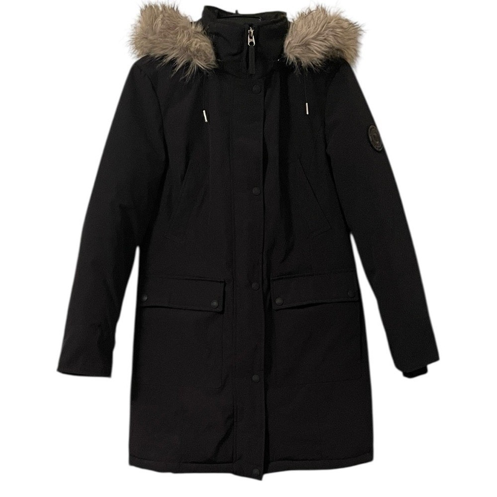 Andrew Marc Women's Black Fur Hood Heavy Quilted Puffer‎ Jacket Size S